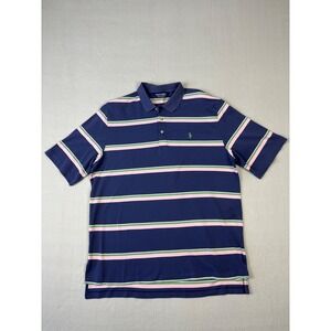 Polo Ralph Lauren Golf Shirt Mens L Purple Pink Stripe Short Sleeve‎ Pima Cotton